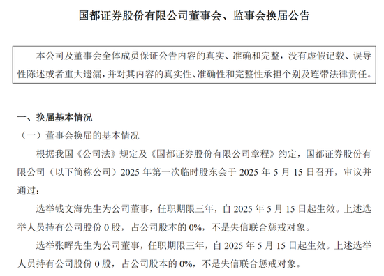 中国股票配资网平台 董事会改组完成！浙商实质控股国都